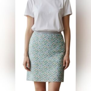 Boden Ditzy Floral Cotton Miniskirt Size 4 Preppy Cottagecore Green Lavender